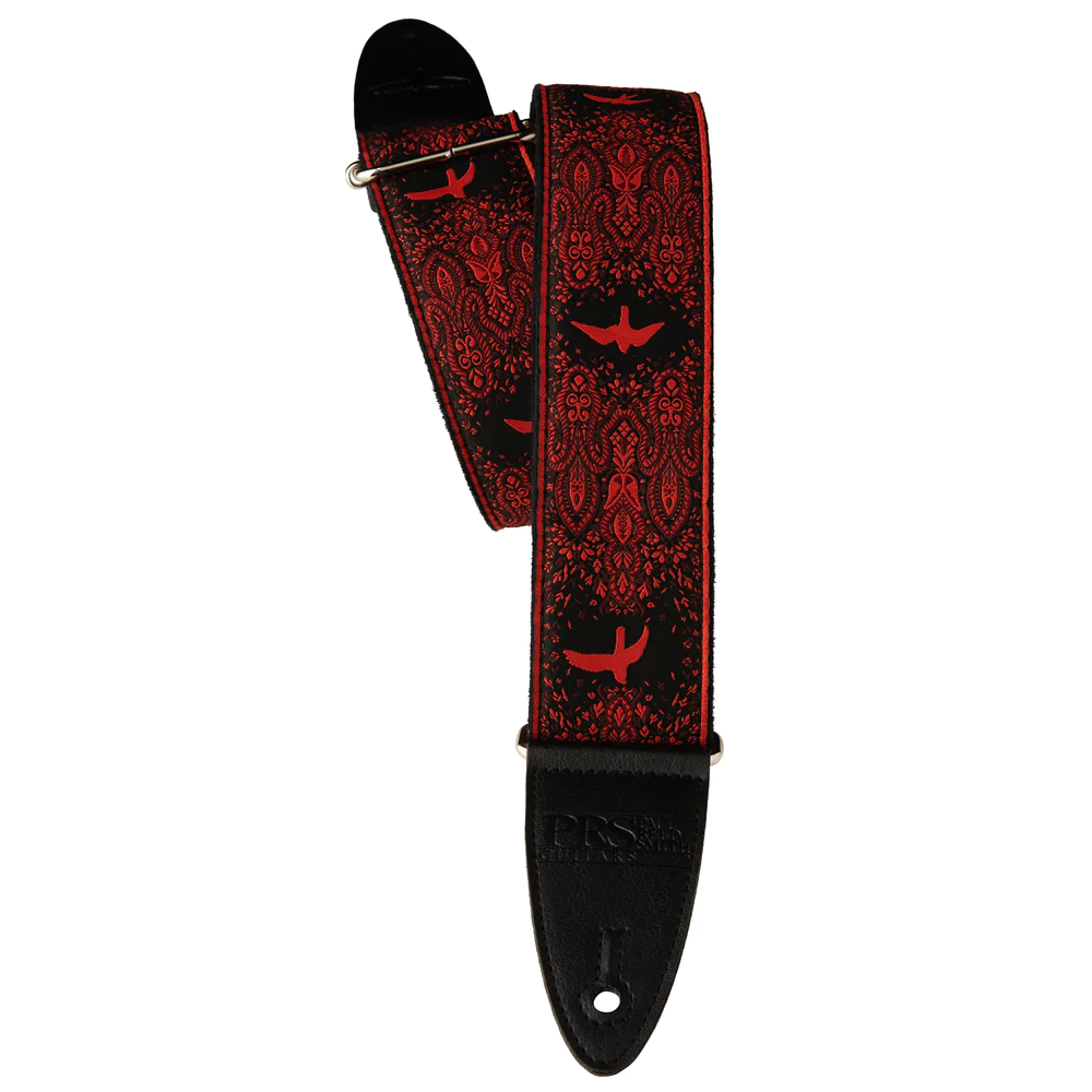 PRS Paul Reed Smith 2" Custom Jacquard Birds Fleur Guitar Strap, Red