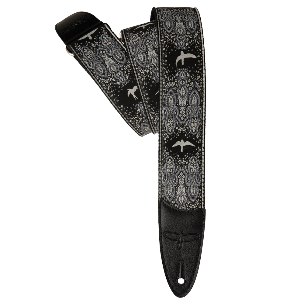 PRS Paul Reed Smith 2" Custom Jacquard Birds Fleur Guitar Strap, Charcoal