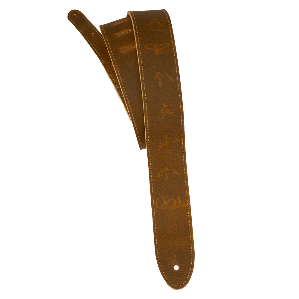 PRS Paul Reed Smith 2" Reversible Garment Leather & Suede Guitar Strap, Birds, Tan