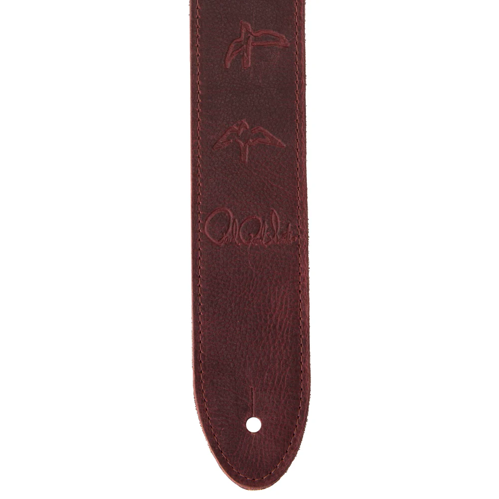 PRS Paul Reed Smith 2" Reversible Garment Leather & Suede Guitar Strap, Birds, Oxblood