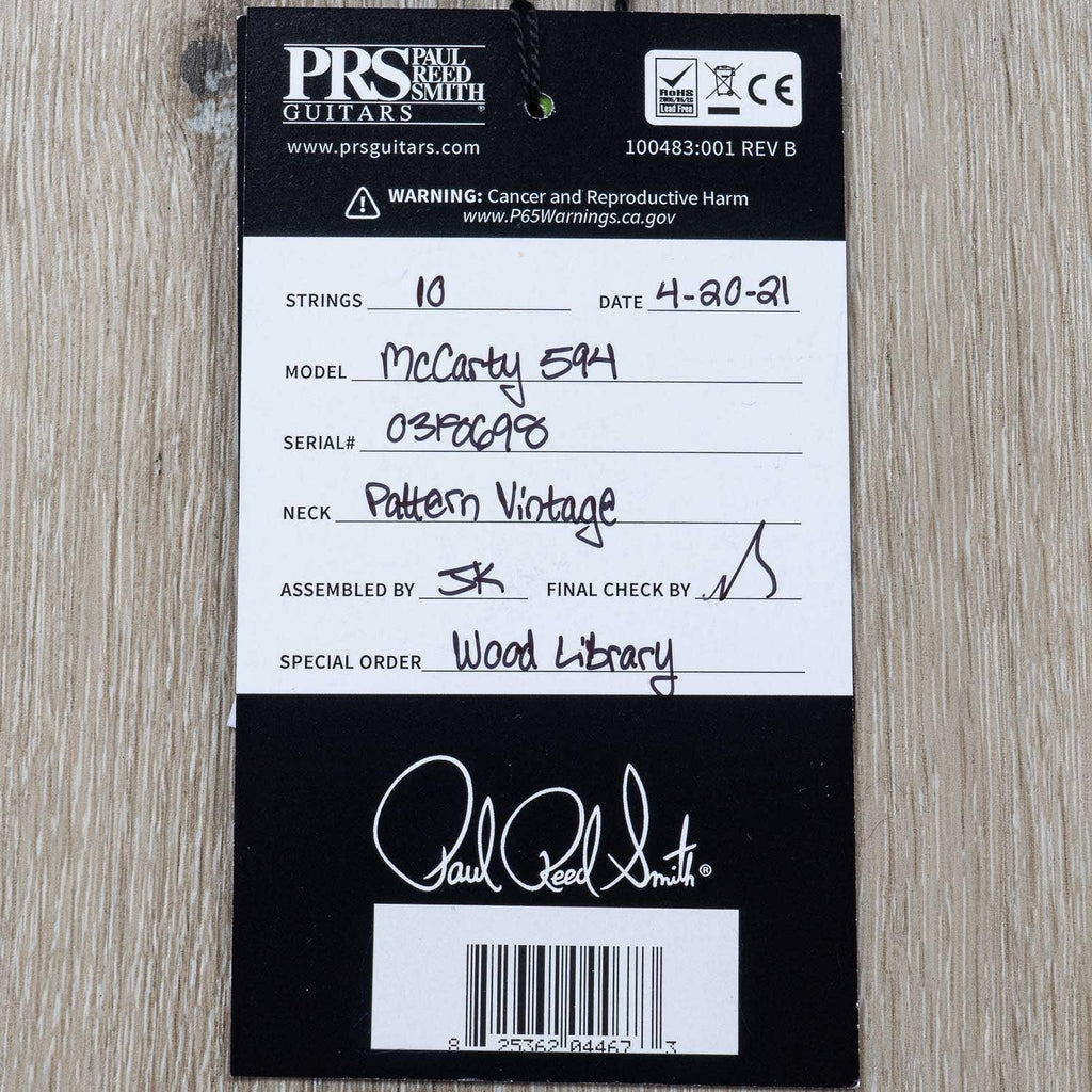 PRS Paul Reed Smith Wood Library McCarty 594 Electric Guitar, Satin Green Fade, Brazilian Rosewood