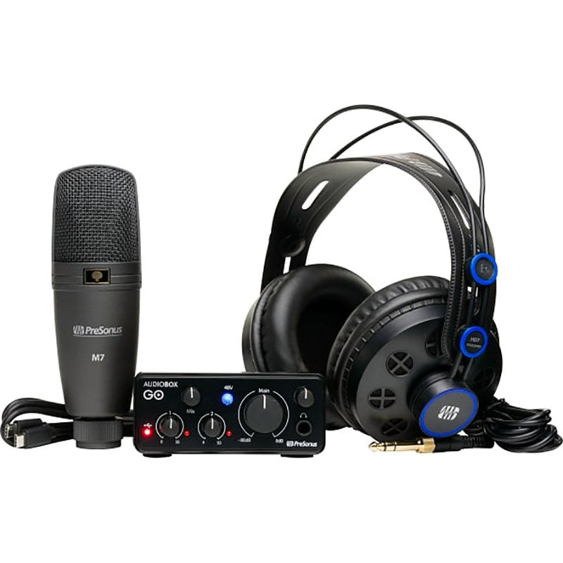 PreSonus AudioBox GO Creator Bundle with USB Audio Interface, M7 Microphone & HD7 Headphones