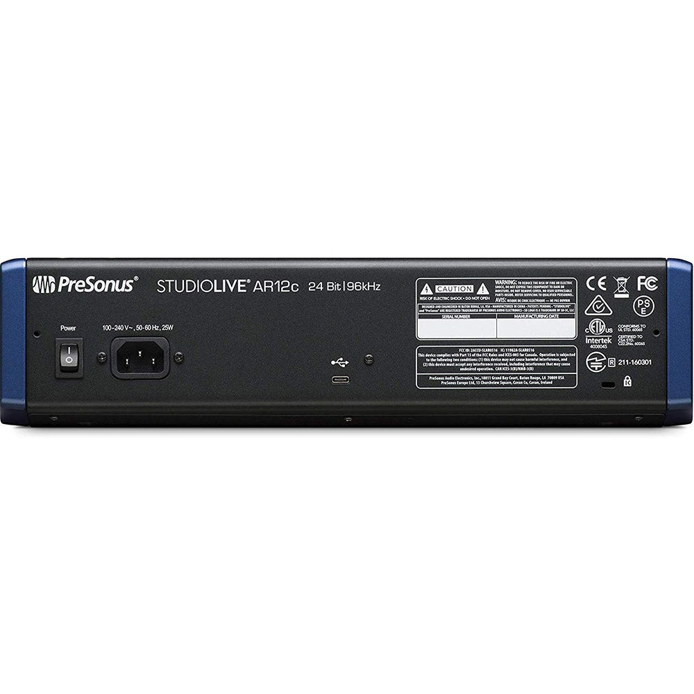 Presonus AR12c 12-Channel USB-C Compatible Audio Mixer Interface Stereo Recorder