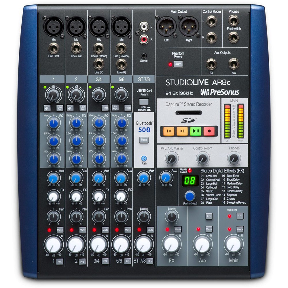 Presonus StudioLive AR8c 8-Channel USB-C Compatible Audio Interface, Analog Mixer, Recorder