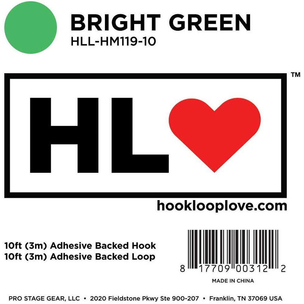 Pedaltrain Hook Loop Love 10' Hook & Loop Adhesive Tape for Guitar Effects Pedalboards, Bright Green