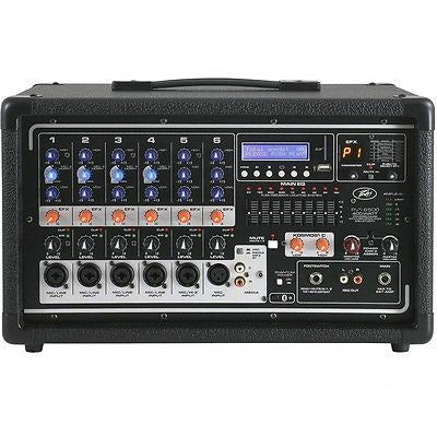 Peavey Pvi6500 400 Watt 6-Channel Powered Live Sound Mixer w/ Effects +Bluetooth