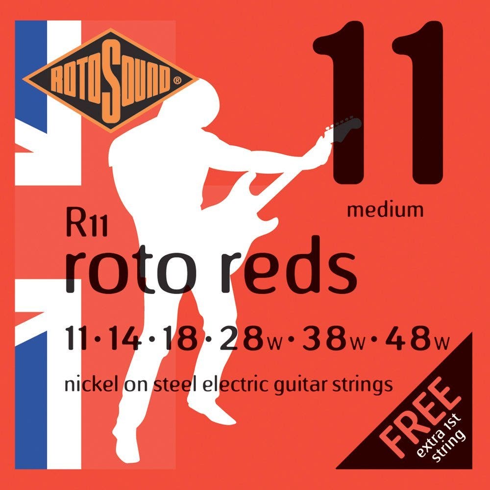 Rotosound R11 Roto Reds Electric Guitar Strings, Medium (11-48)