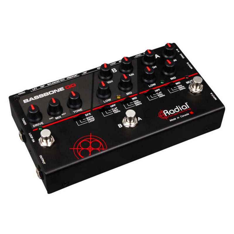 Radial Bassbone OD 2 Channel Bass Preamp Pedal with Overdrive, FX Loop