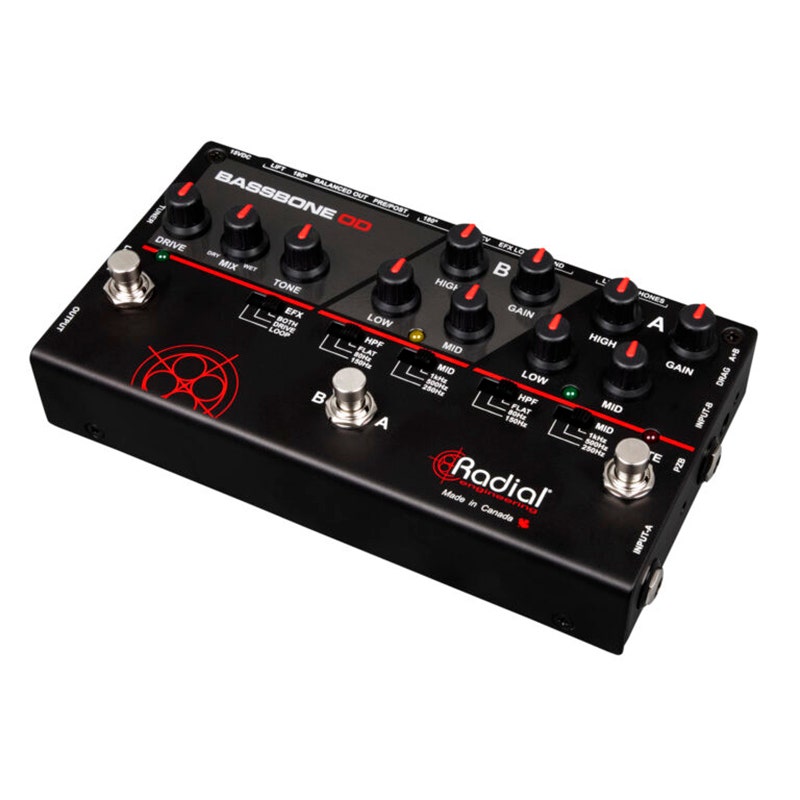 Radial Bassbone OD 2 Channel Bass Preamp Pedal with Overdrive, FX Loop