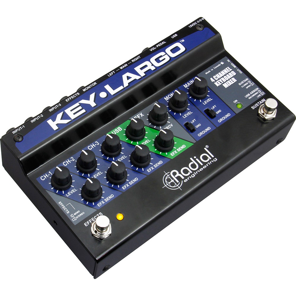 Radial Engineering Key Largo Keyboard Mixer, Performance Pedal, and Balanced DI