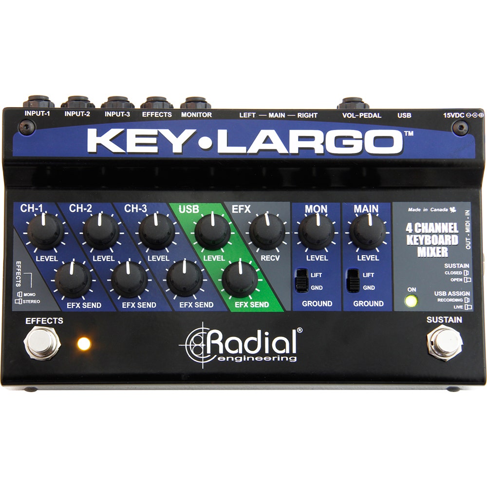 Radial Engineering Key Largo Keyboard Mixer, Performance Pedal, and Balanced DI