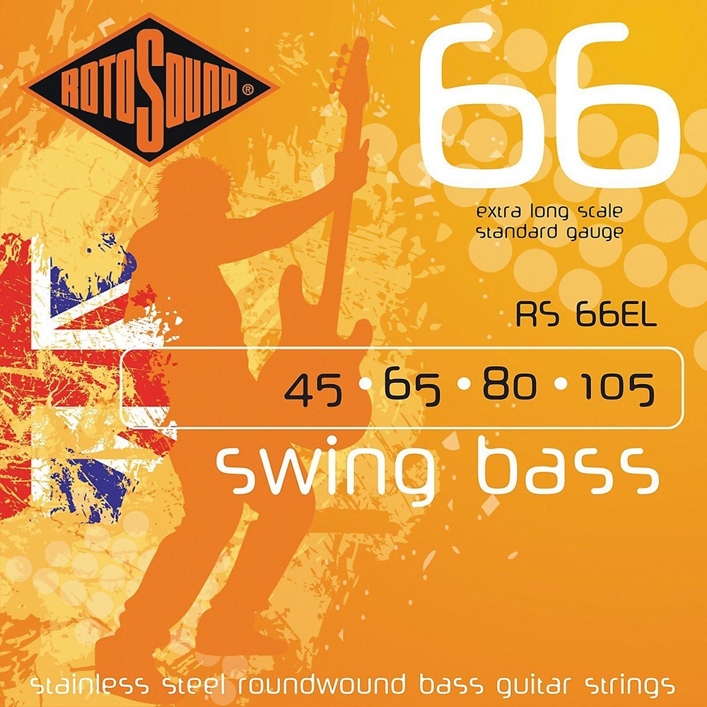 Rotosound RS66EL Swing Bass 66 Stainless Steel Roundwound Extra Long Scale Bass Strings (45-105)