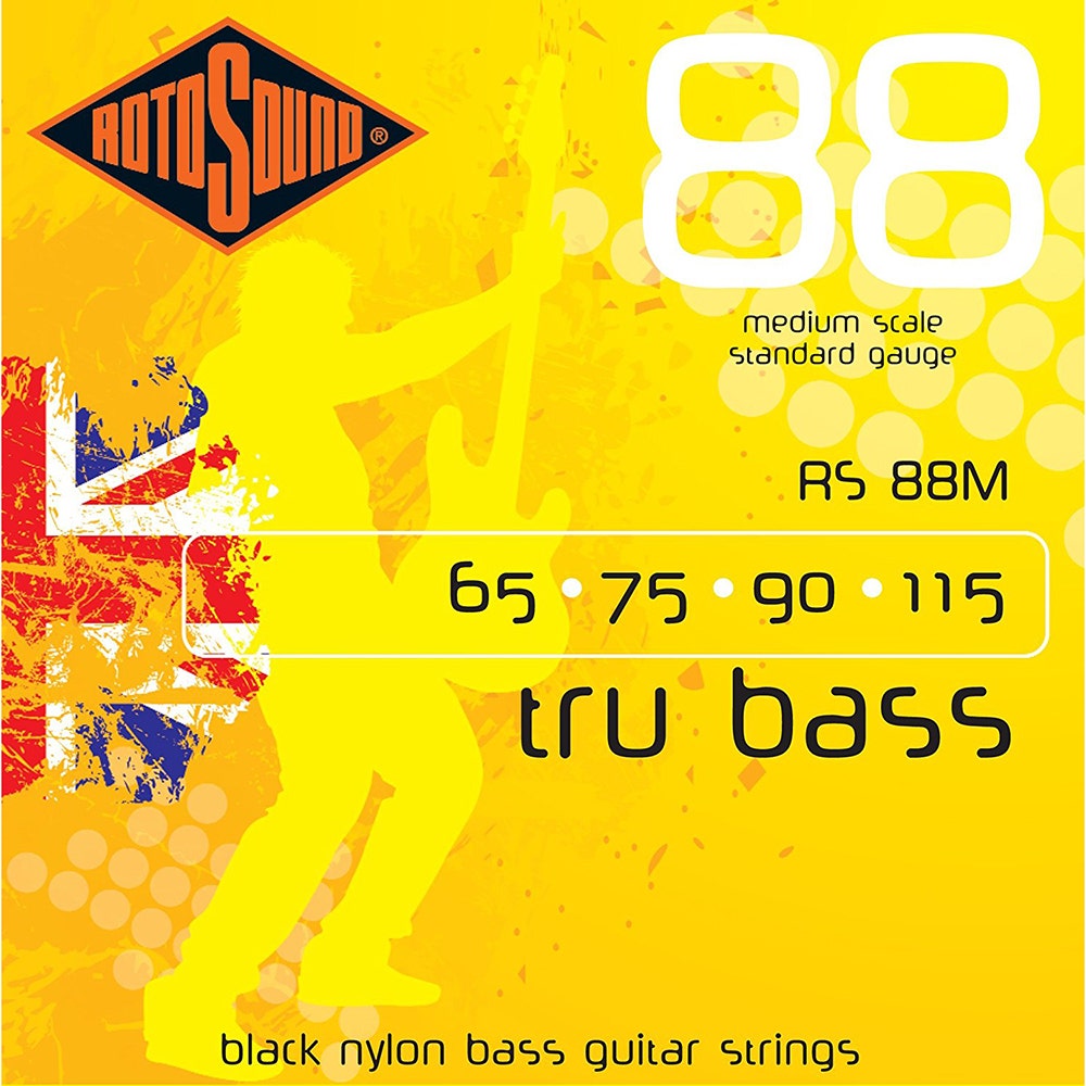 Rotosound RS88M Black Nylon Flatwound Medium Bass Guitar Strings (65-115)