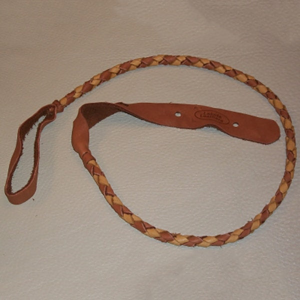 Lakota Leathers Mandolin Strap, Braided Round, 43", Tan & Tobacco
