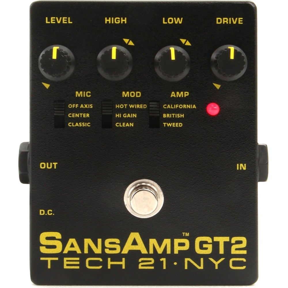 Tech 21 SansAmp GT2 Tube Amp Emulator Tone Shaping Drive Amp Modeler / Overdrive Guitar Effects Pedal