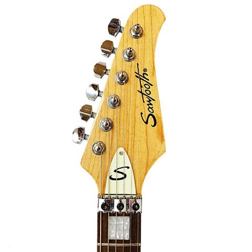 Sawtooth ET Hybrid Electric Guitar with Floyd Rose, Flame Maple Grass Stained Blue Jean