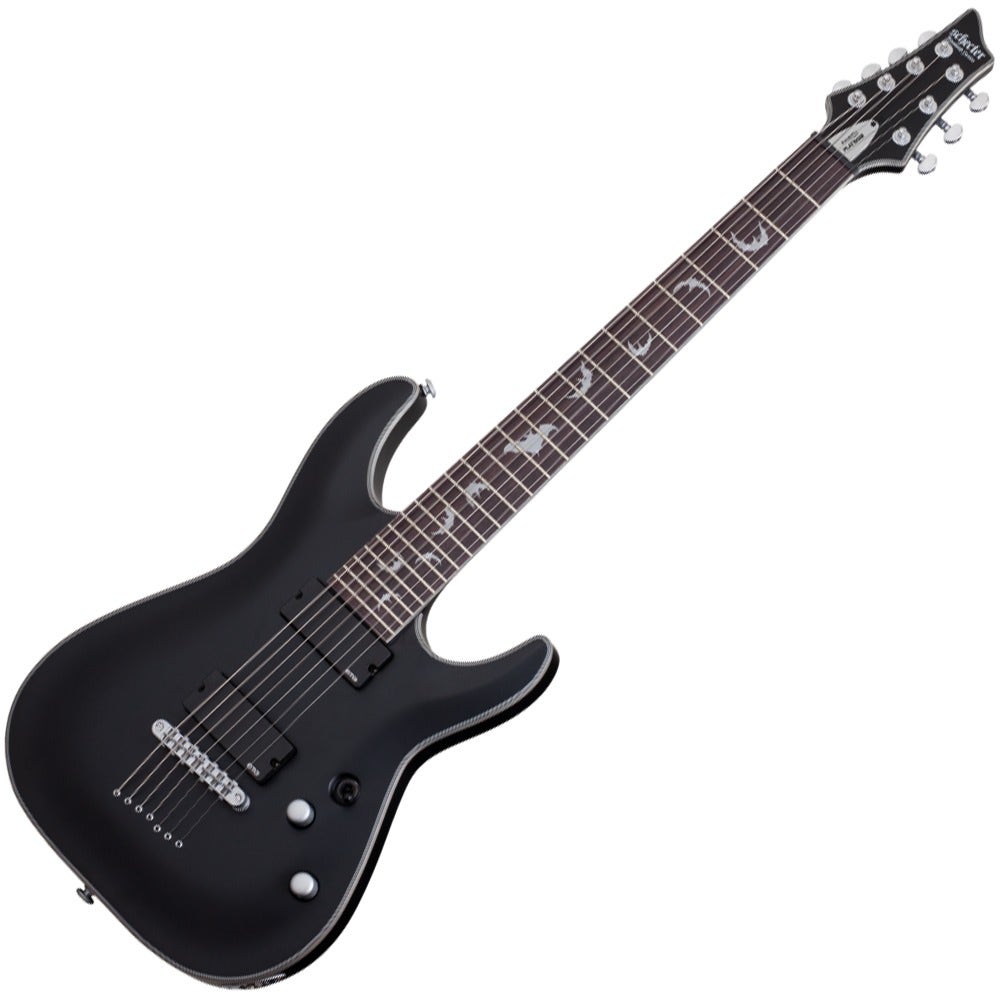 Schecter Damien Platinum-7 7-String Electric Guitar in Satin Black Finish with EMG Pickups