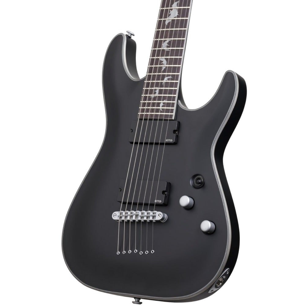 Schecter Damien Platinum-7 7-String Electric Guitar in Satin Black Finish with EMG Pickups
