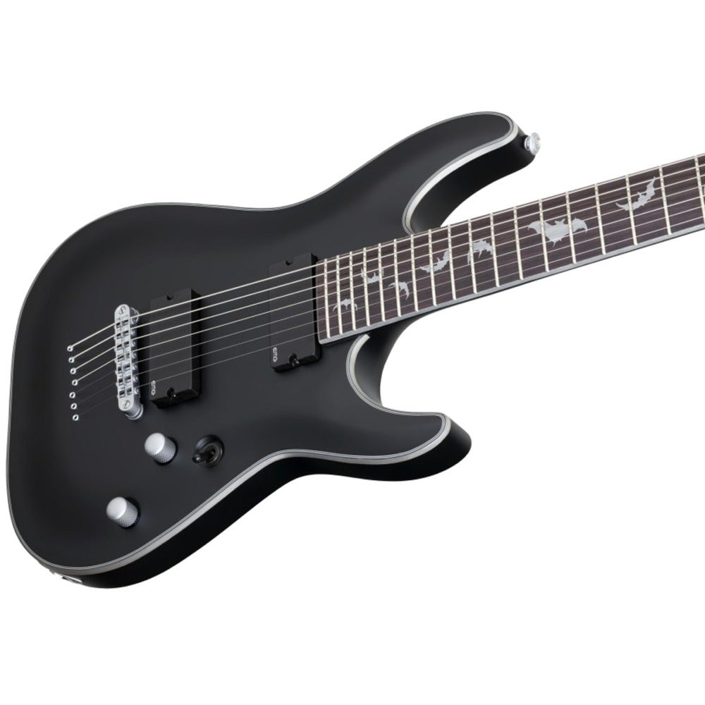 Schecter Damien Platinum-7 7-String Electric Guitar in Satin Black Finish with EMG Pickups