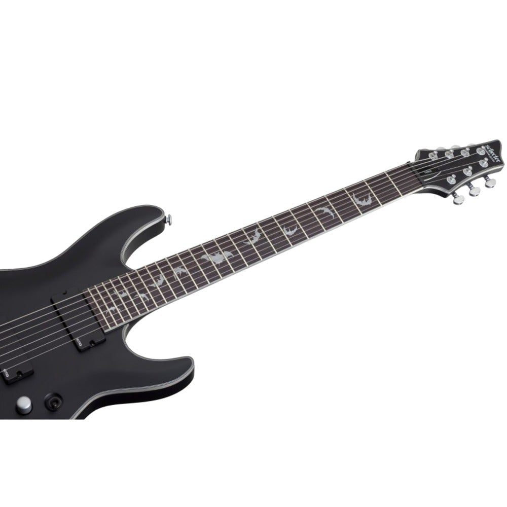 Schecter Damien Platinum-7 7-String Electric Guitar in Satin Black Finish with EMG Pickups