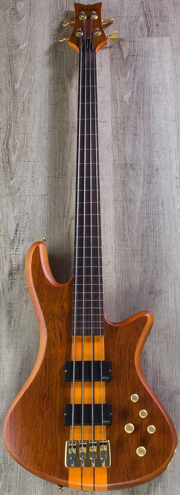 Schecter Guitar Research Stiletto Studio 4-String Fretless Electric Bass Guitar - Honey Satin (Open Box)