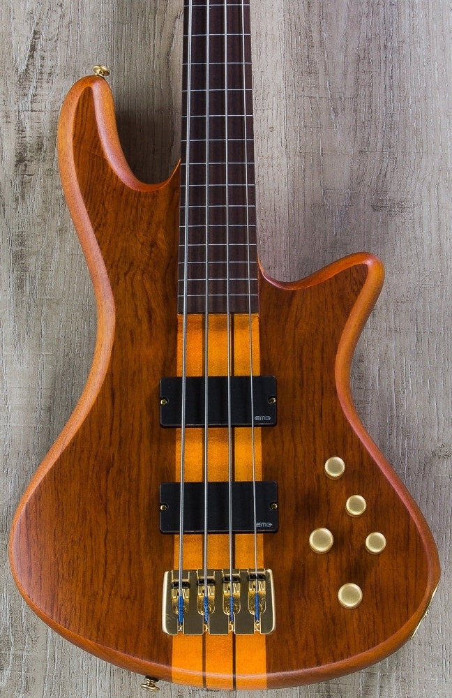 Schecter Guitar Research Stiletto Studio 4-String Fretless Electric Bass Guitar - Honey Satin (Open Box)