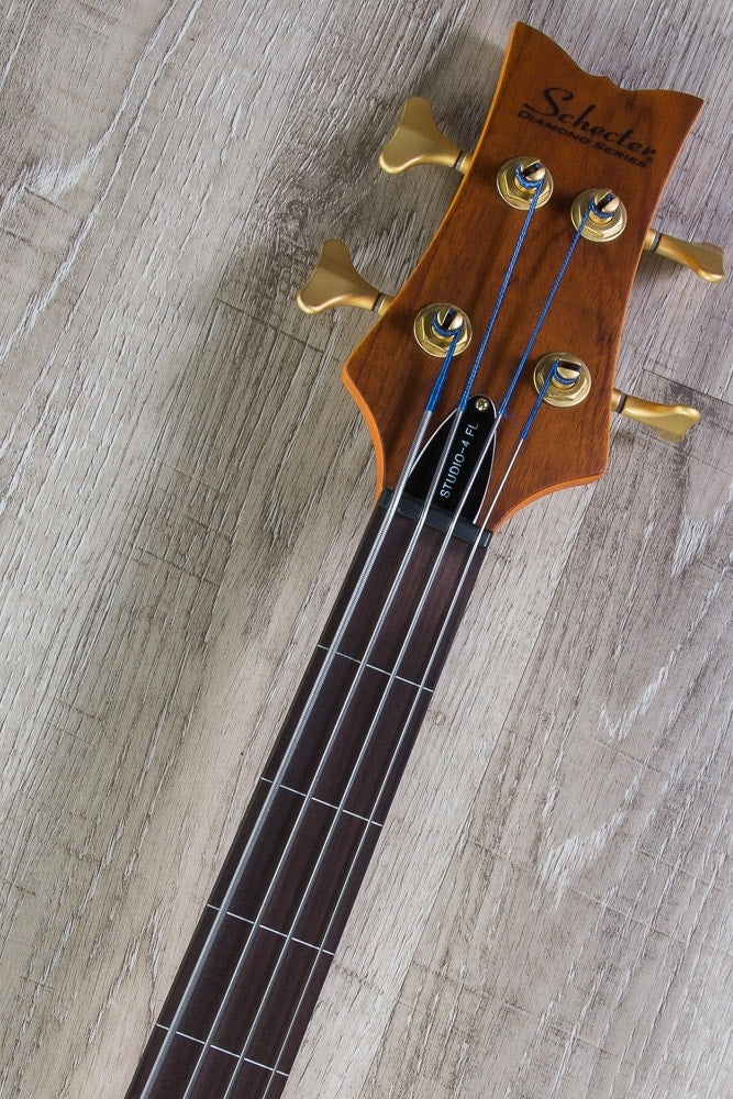 Schecter Guitar Research Stiletto Studio 4-String Fretless Electric Bass Guitar - Honey Satin (Open Box)