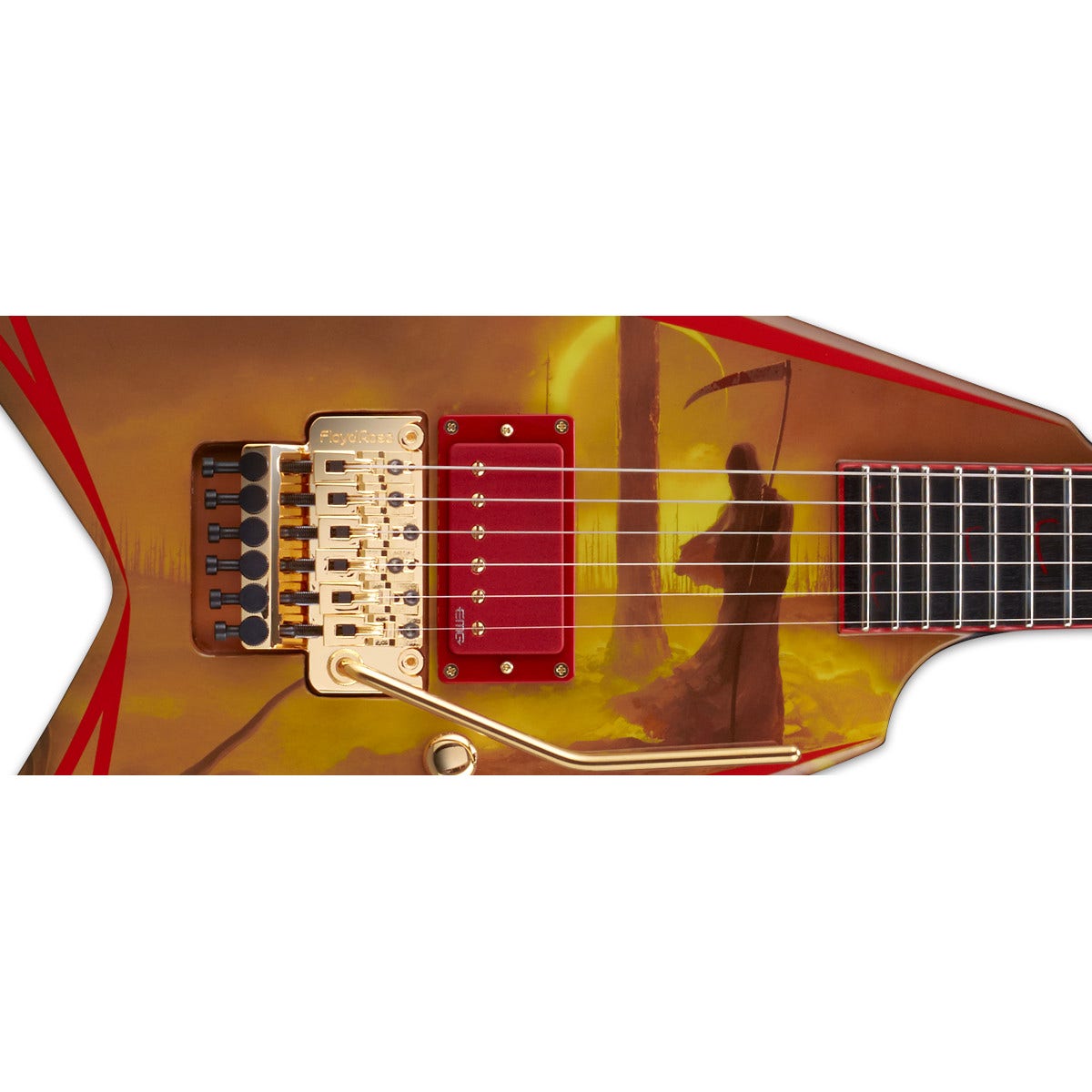 ESP E-II Signature Series Alexi Laiho Wild Scythe 6-String Electric Guitar with Hard Case - "I Worship Chaos" Graphic