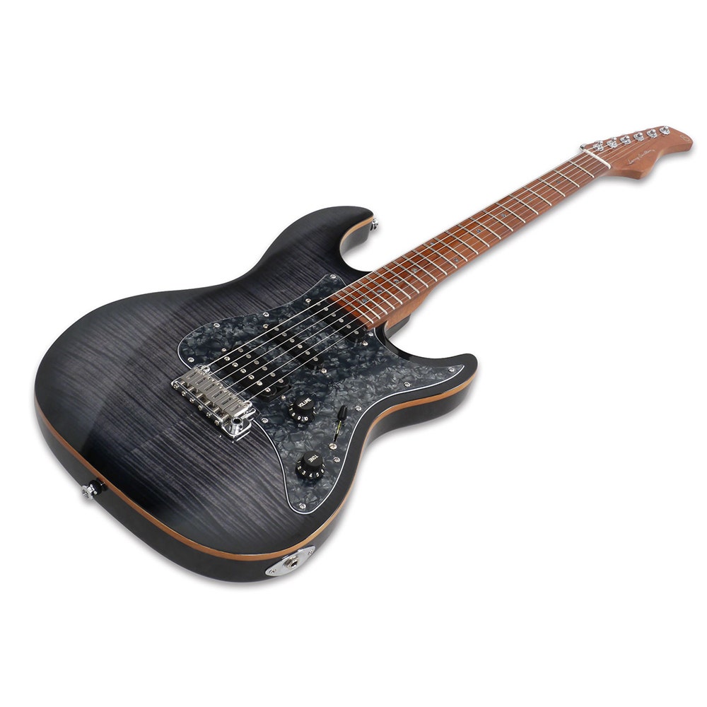 Sire S7FM Larry Carlton Electric Guitar, Roasted Maple, TBK Transparent Black, NAMM Showpiece