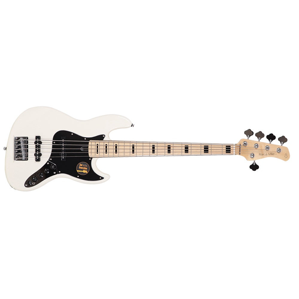 Sire V7 Vintage 2nd Gen Bass Guitar, 5-String, Alder Body, Maple Fingerboard, AWH Antique White