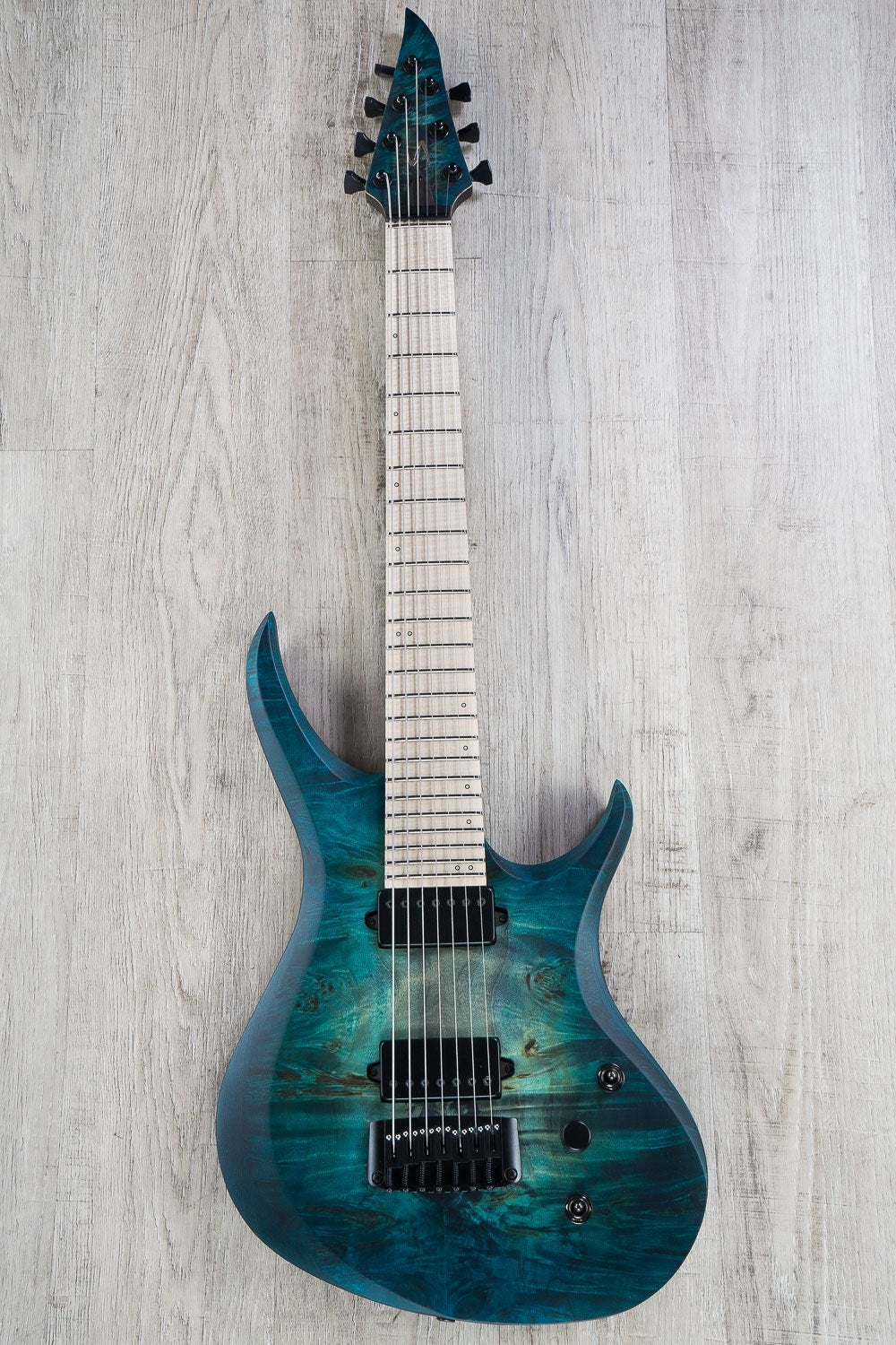 Skervesen Chimera 7 - 7-String Electric Guitar, Flamed Maple Fretboard, Hard Case - Aqua