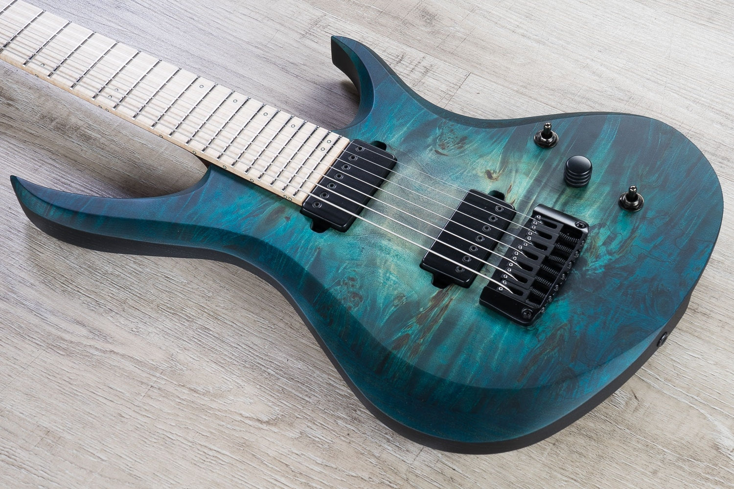 Skervesen Chimera 7 - 7-String Electric Guitar, Flamed Maple Fretboard, Hard Case - Aqua