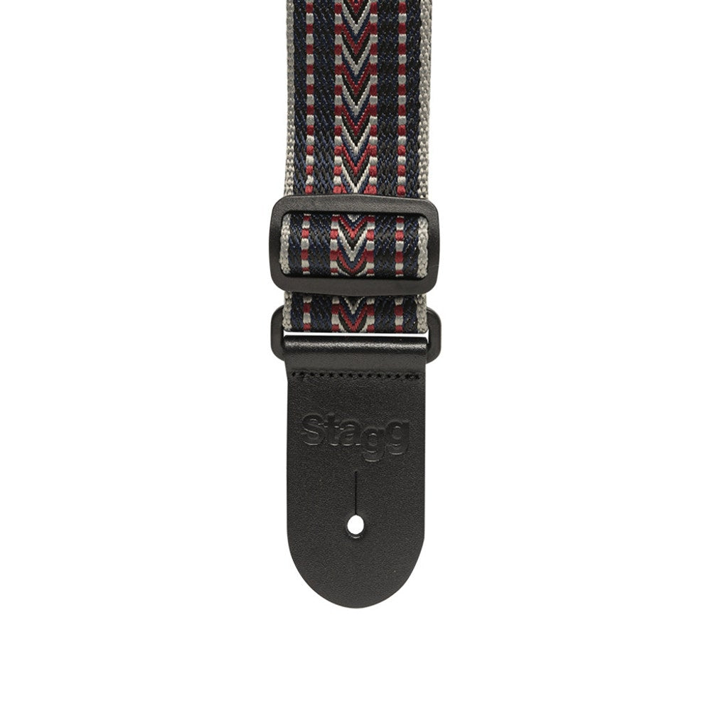 Stagg SWO COT RAF BLU Woven Cotton Guitar Strap with Rafter Pattern, Blue