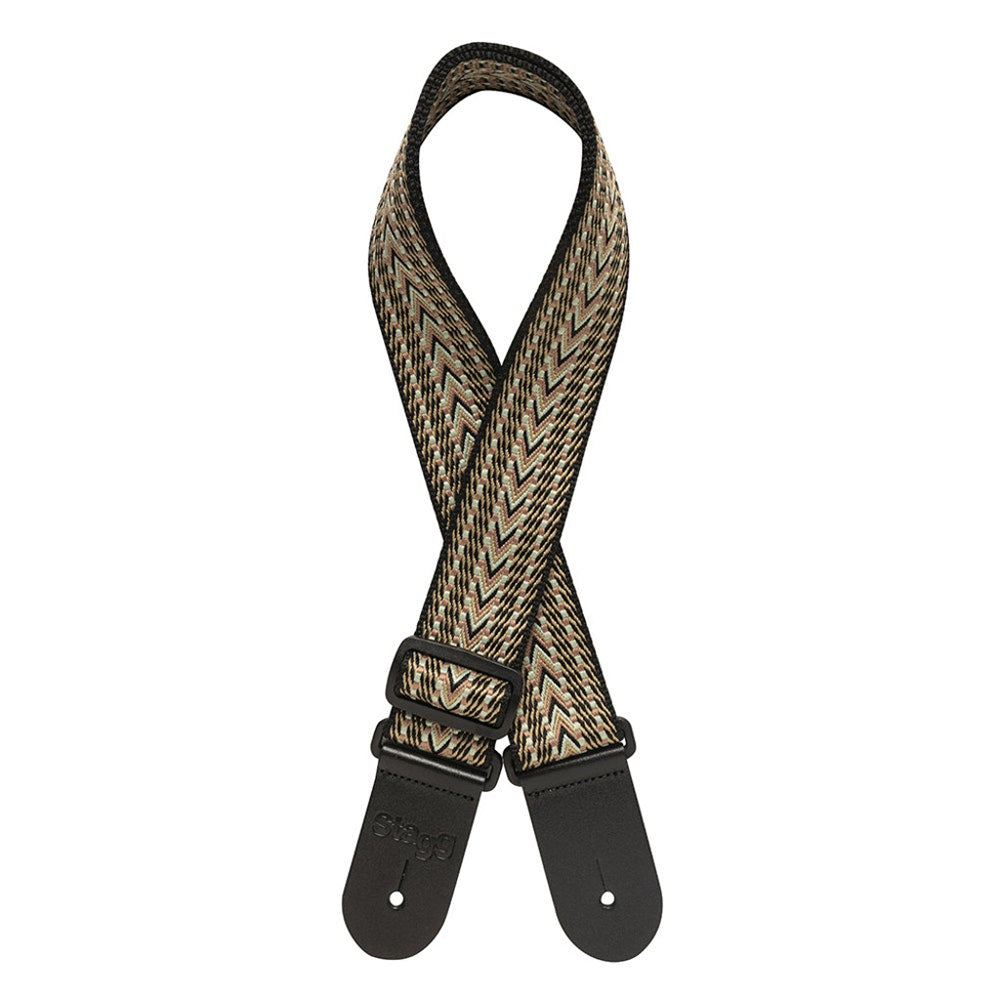 Stagg SWO COT RAF BLU Woven Cotton Guitar Strap with Rafter Pattern, Grey
