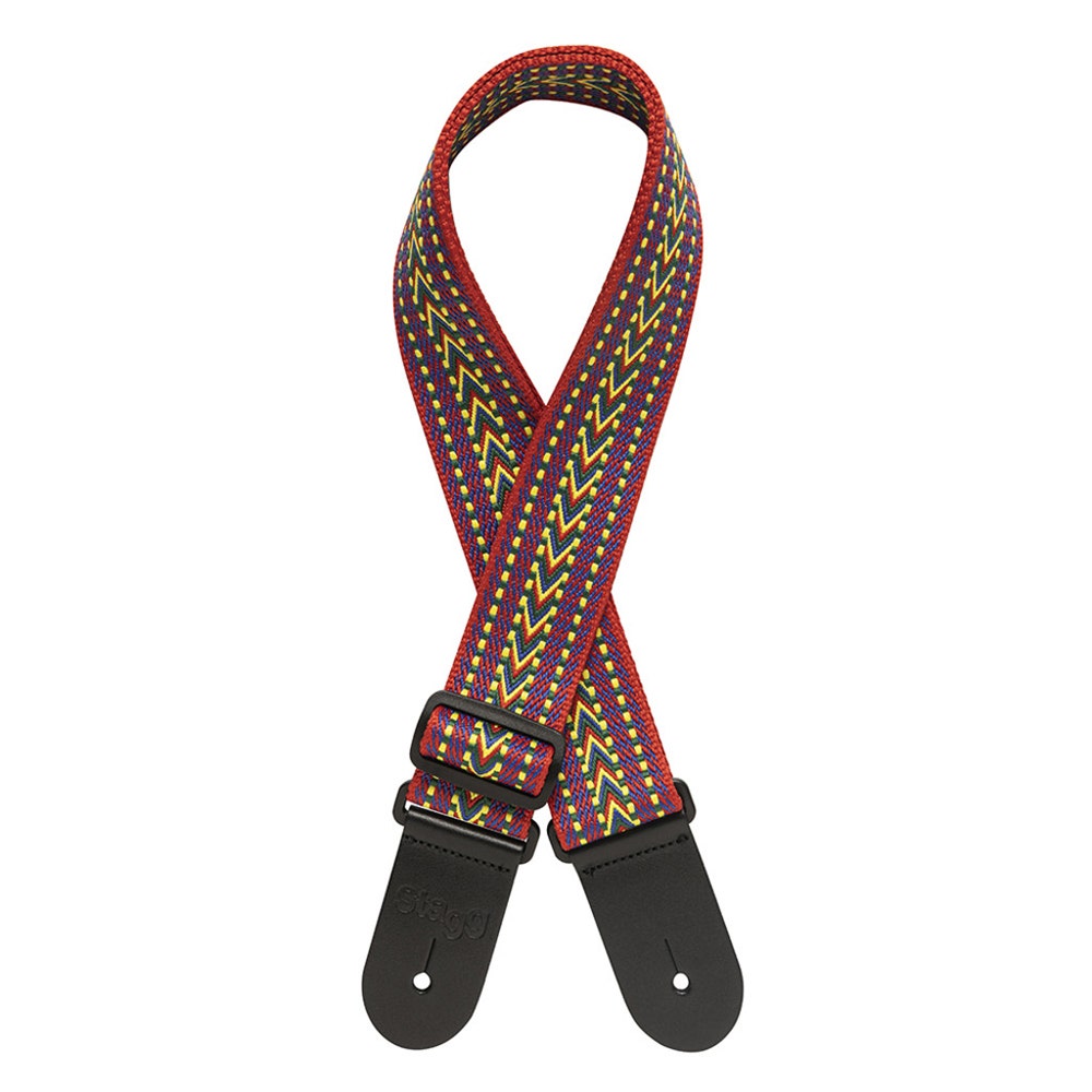 Stagg SWO COT RAF BLU Woven Cotton Guitar Strap with Rafter Pattern, Orange