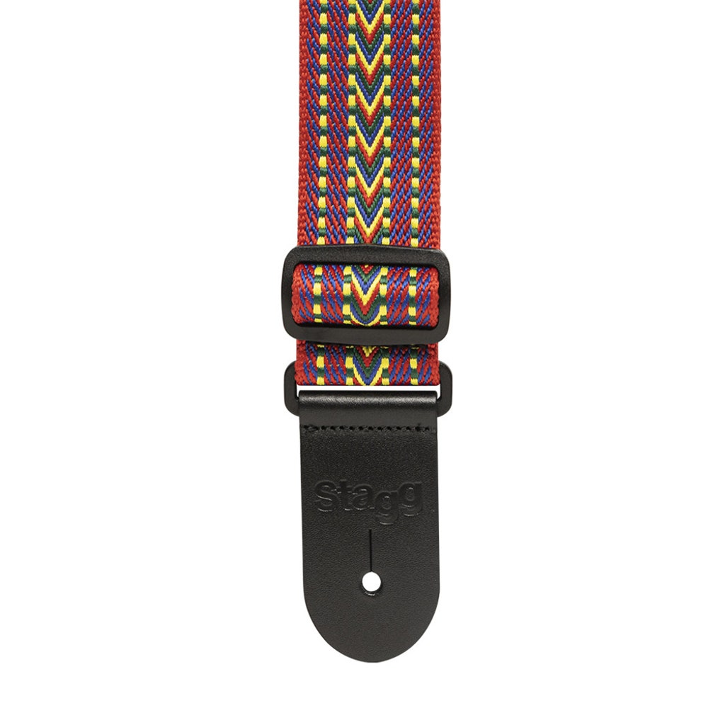 Stagg SWO COT RAF BLU Woven Cotton Guitar Strap with Rafter Pattern, Orange