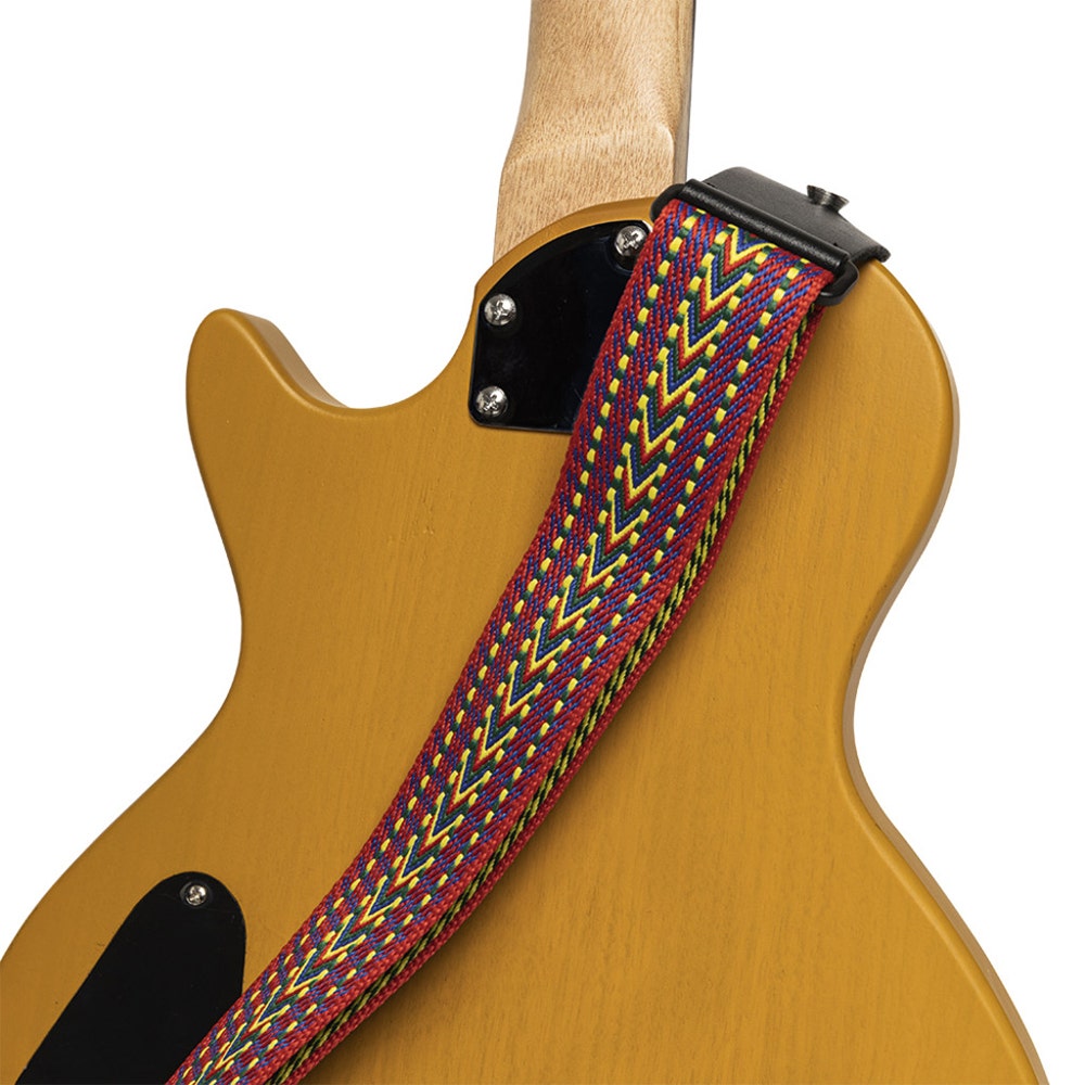 Stagg SWO COT RAF BLU Woven Cotton Guitar Strap with Rafter Pattern, Orange