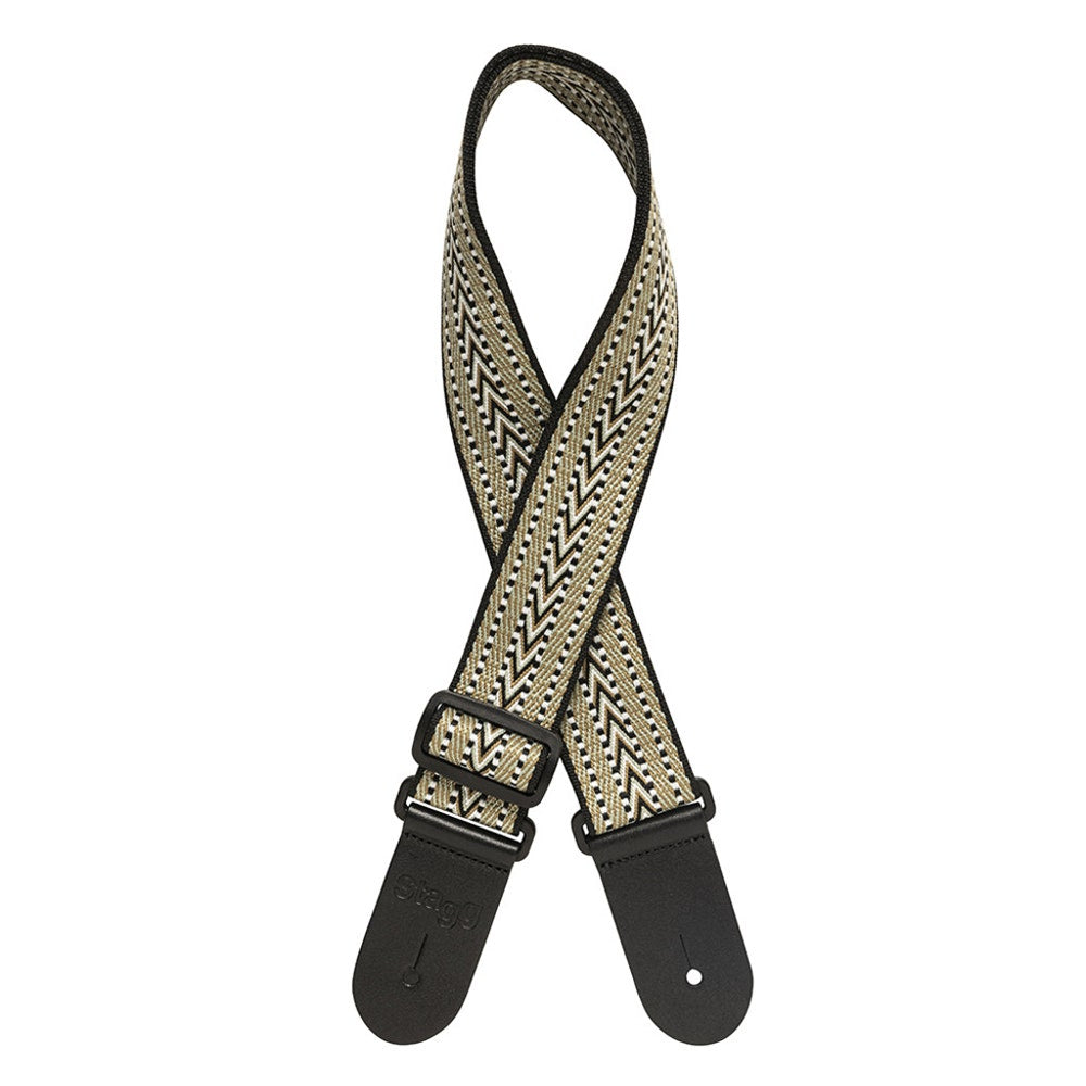 Stagg SWO COT RAF BLU Woven Cotton Guitar Strap with Rafter Pattern, White