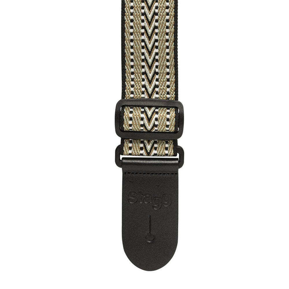 Stagg SWO COT RAF BLU Woven Cotton Guitar Strap with Rafter Pattern, White