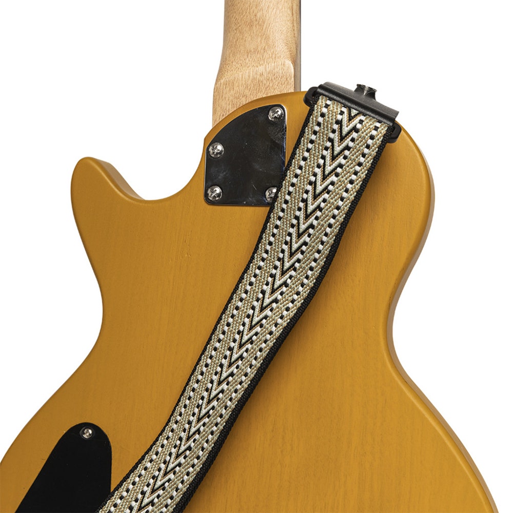 Stagg SWO COT RAF BLU Woven Cotton Guitar Strap with Rafter Pattern, White