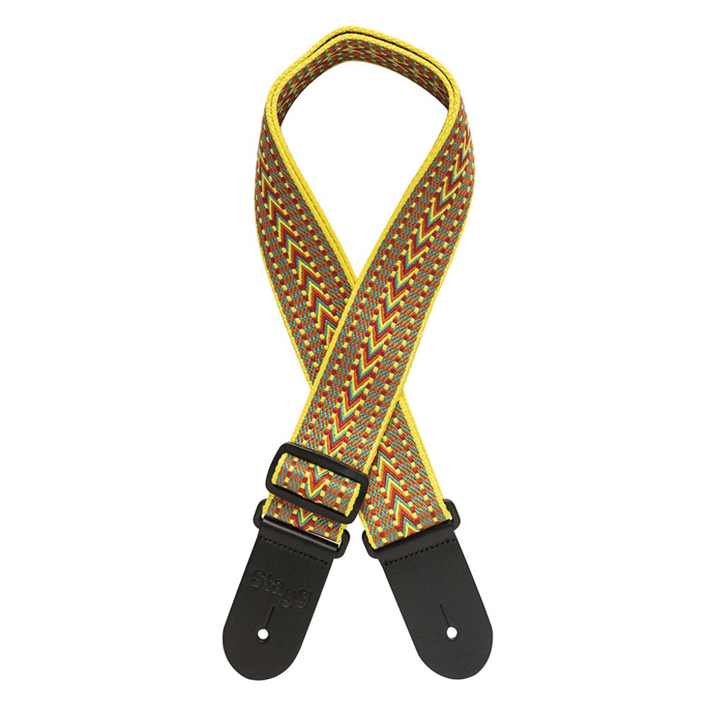 Stagg SWO COT RAF BLU Woven Cotton Guitar Strap with Rafter Pattern, Yellow