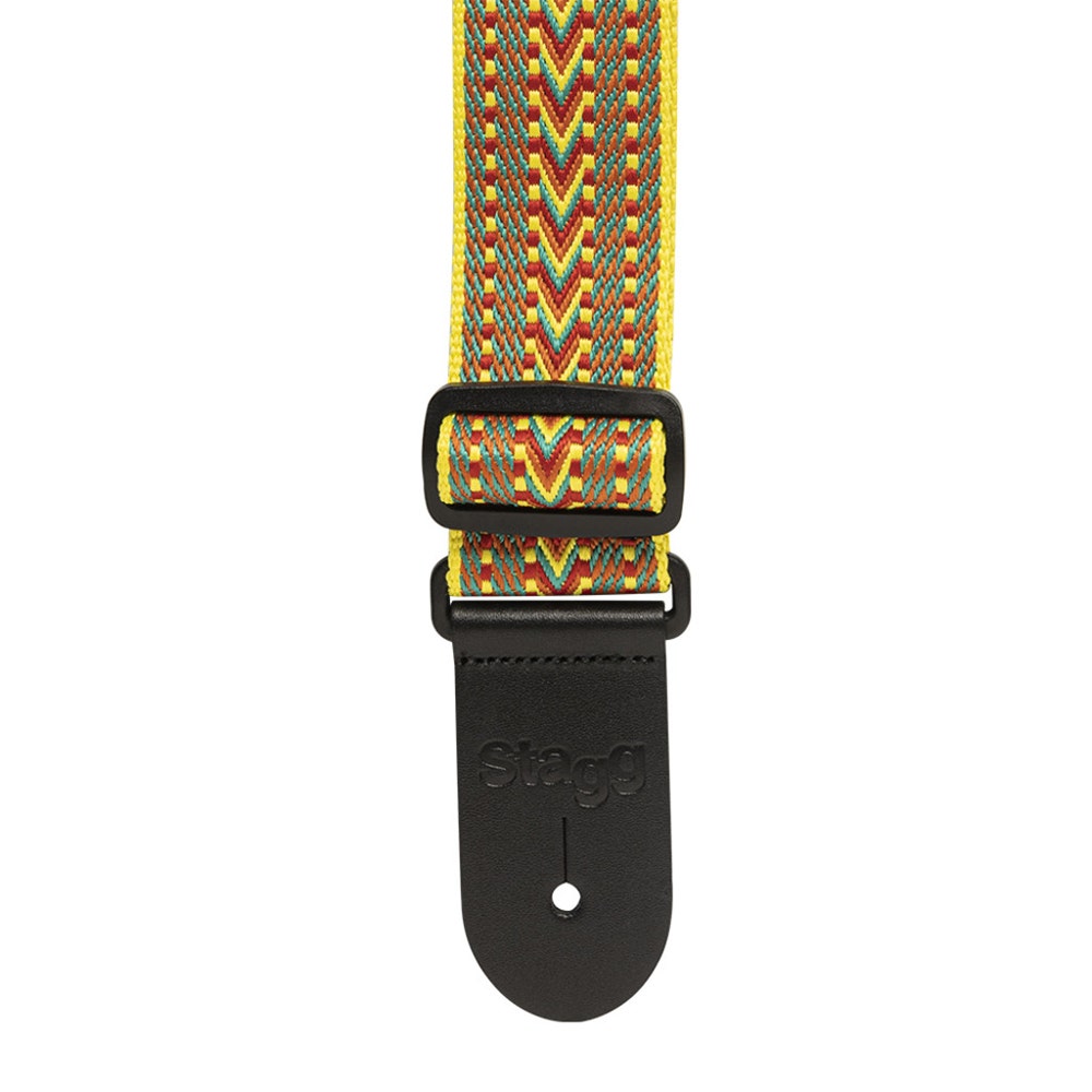 Stagg SWO COT RAF BLU Woven Cotton Guitar Strap with Rafter Pattern, Yellow