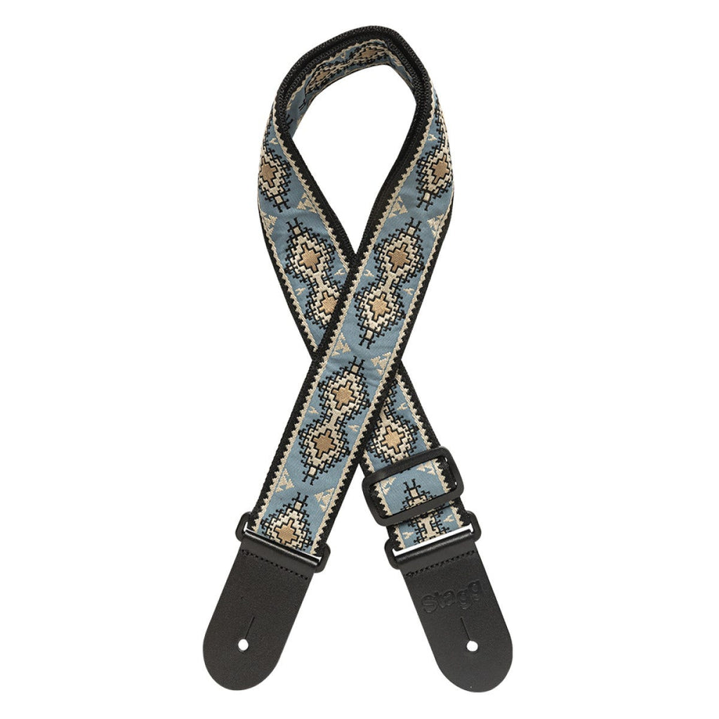 Stagg SWO-DIAM BLUE Woven Nylon Guitar Strap, Diamond Pattern, Blue