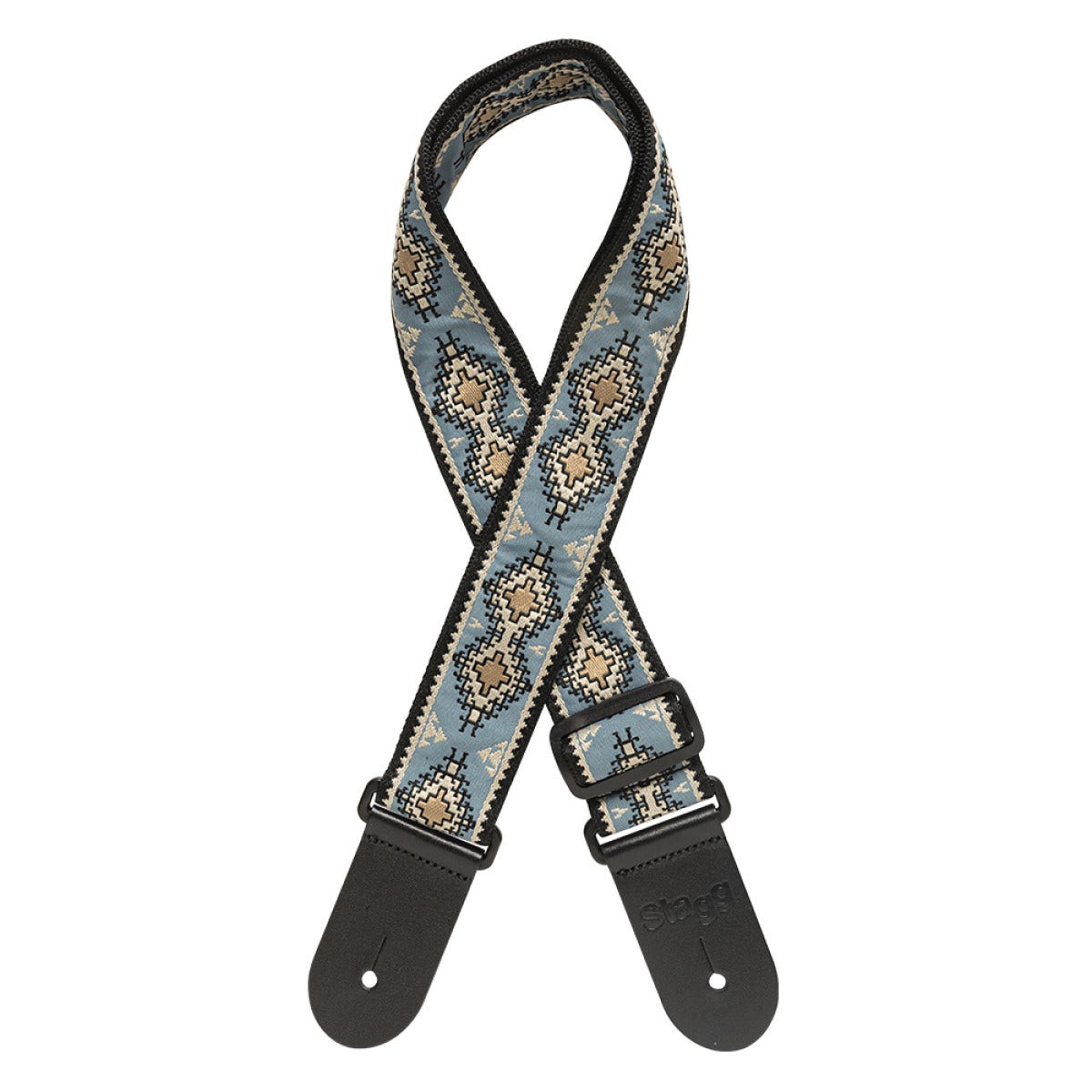 Stagg SWO-DIAM BLUE Woven Nylon Guitar Strap, Diamond Pattern, Blue