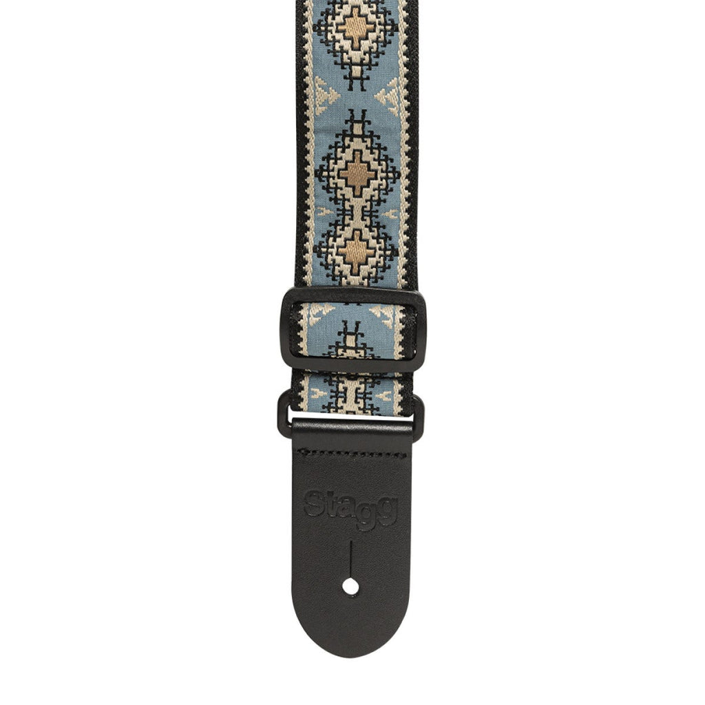 Stagg SWO-DIAM BLUE Woven Nylon Guitar Strap, Diamond Pattern, Blue