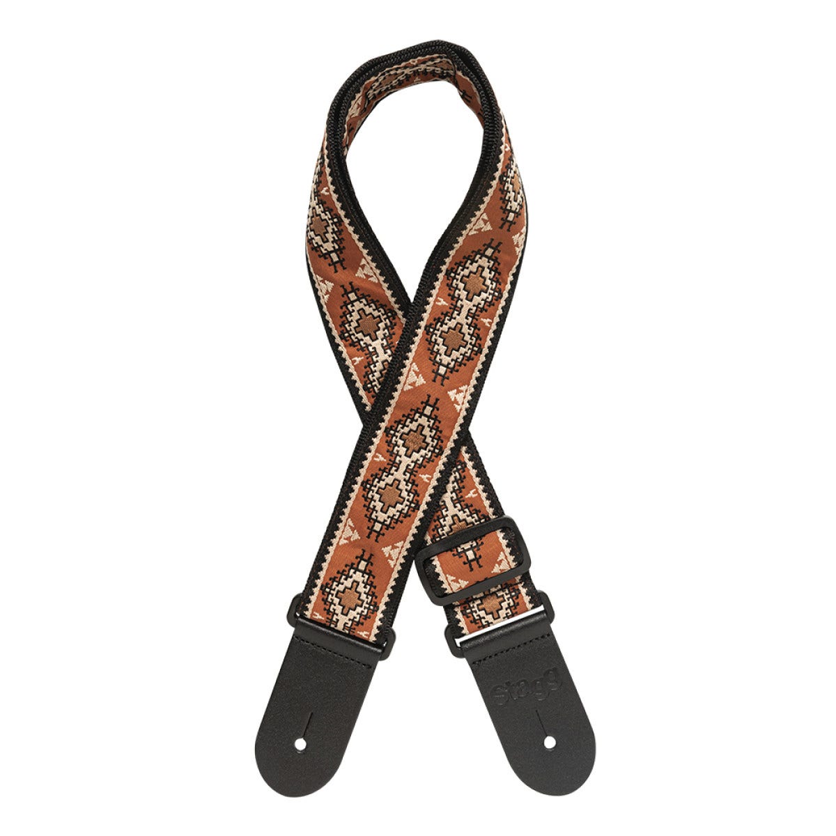 Stagg SWO-DIAM ORANGE Woven Nylon Guitar Strap, Diamond Pattern, Orange