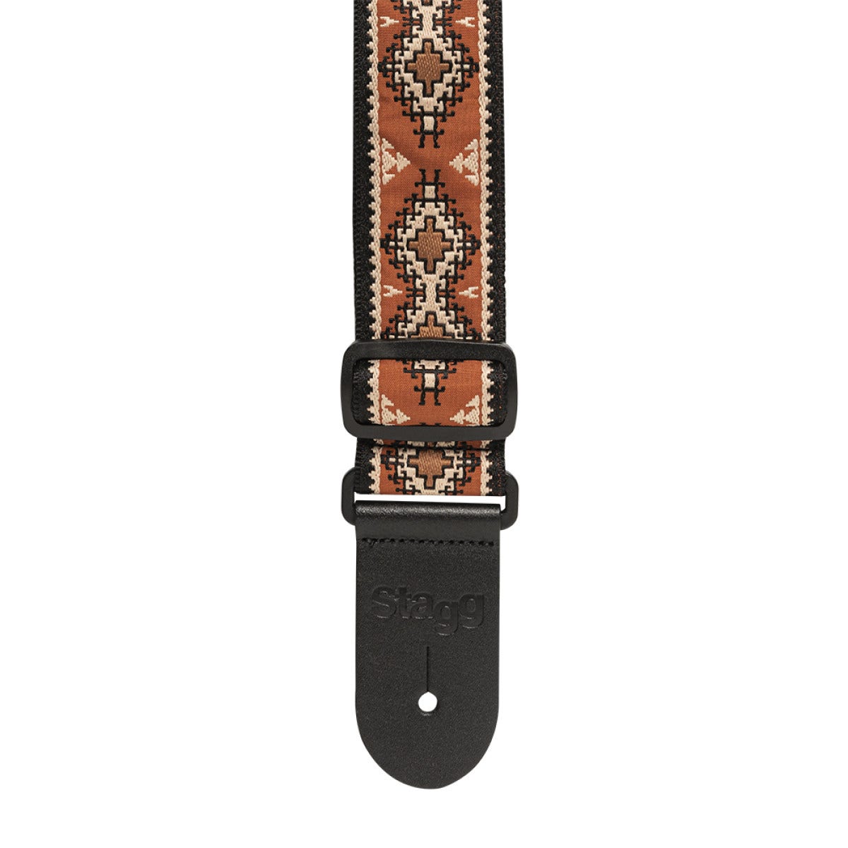 Stagg SWO-DIAM ORANGE Woven Nylon Guitar Strap, Diamond Pattern, Orange