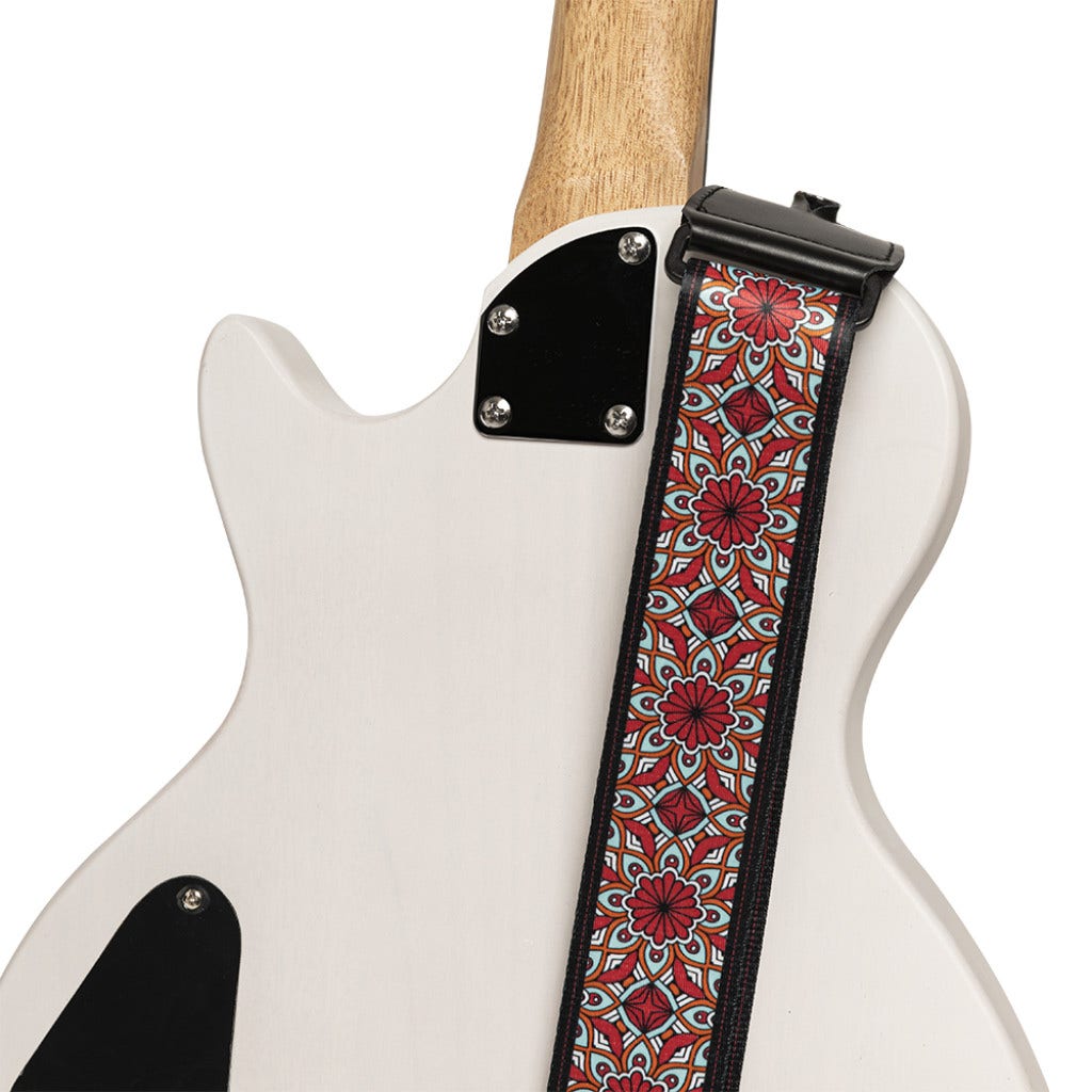 Stagg STE MANDALA RED Terylene Guitar Strap with Mandala Pattern, Red