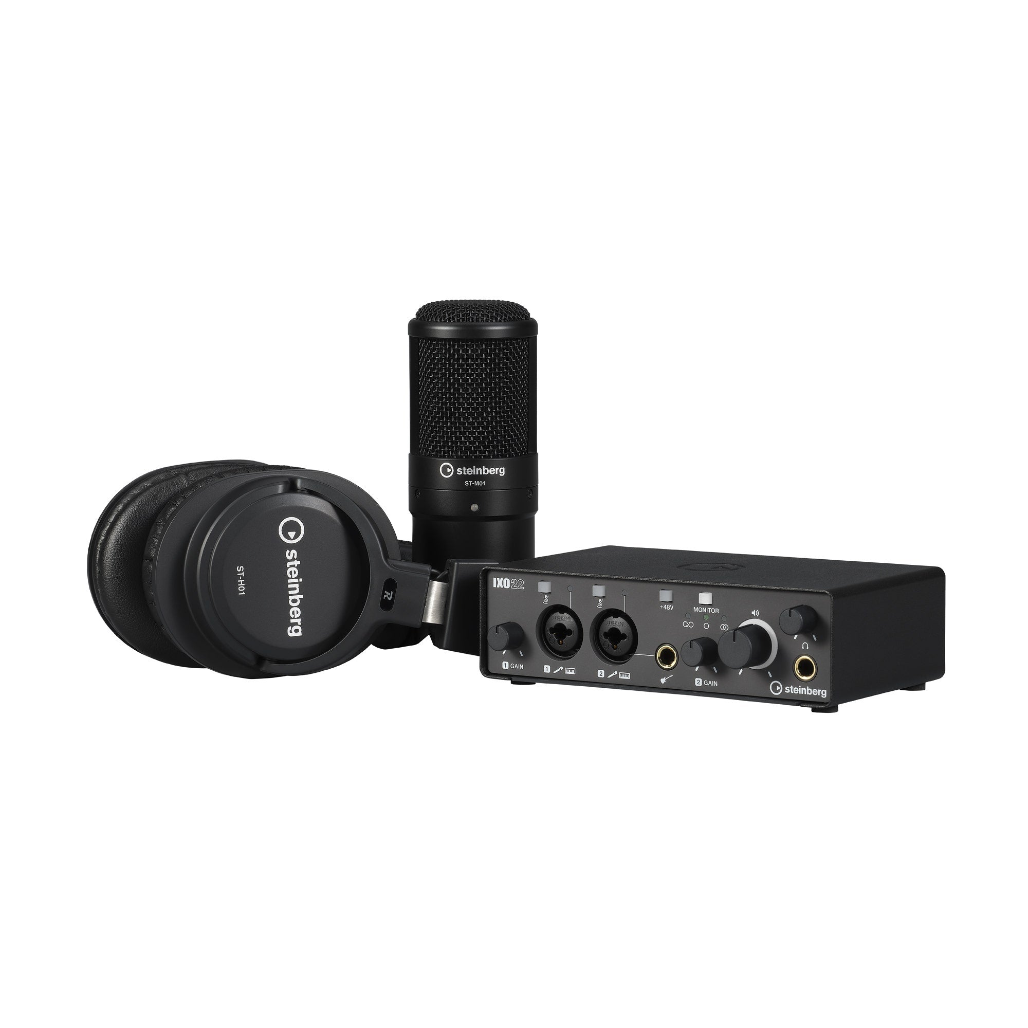 Steinberg IXO22 USB Audio Interface Recording Pack, Black with Mic & Headphones