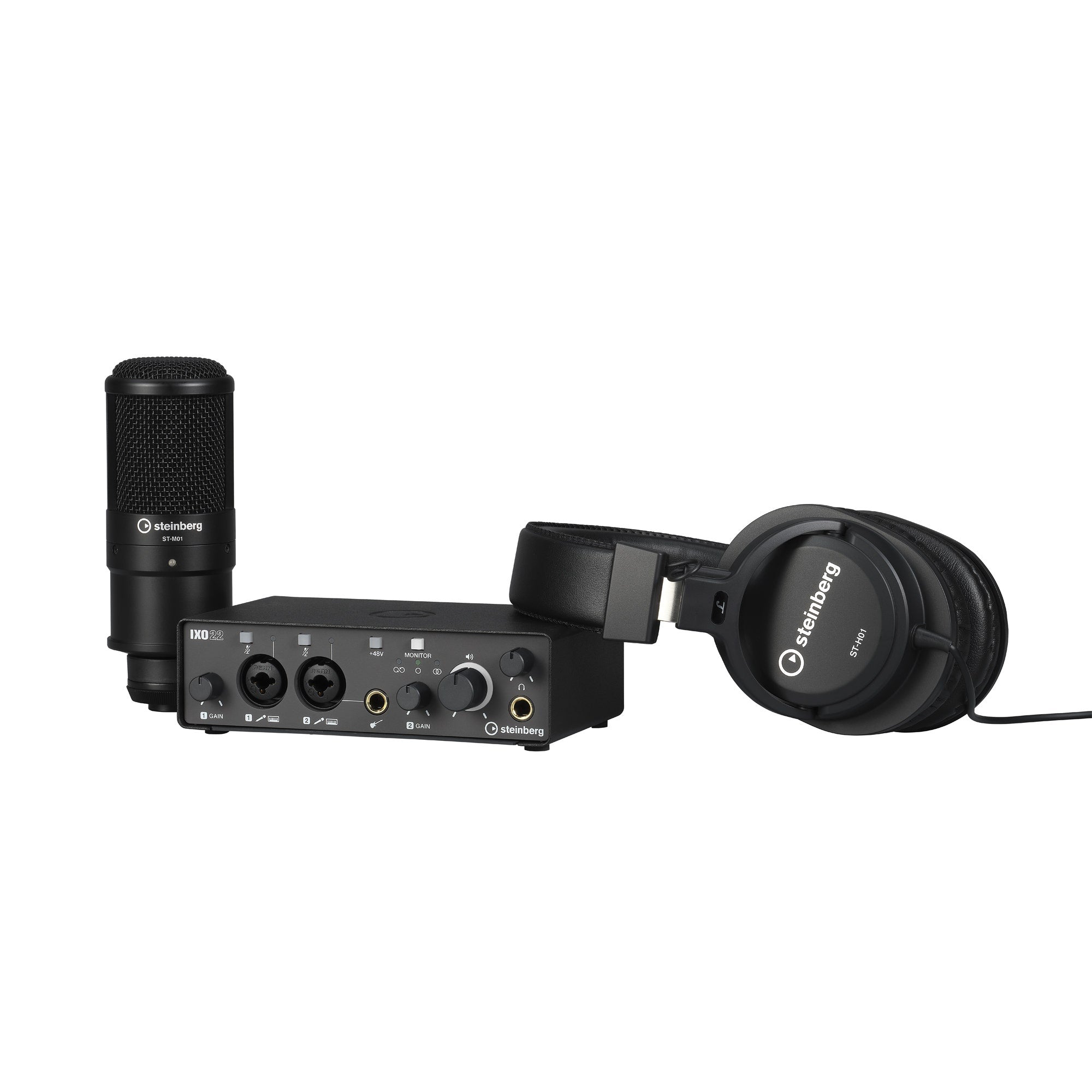 Steinberg IXO22 USB Audio Interface Recording Pack, Black with Mic & Headphones